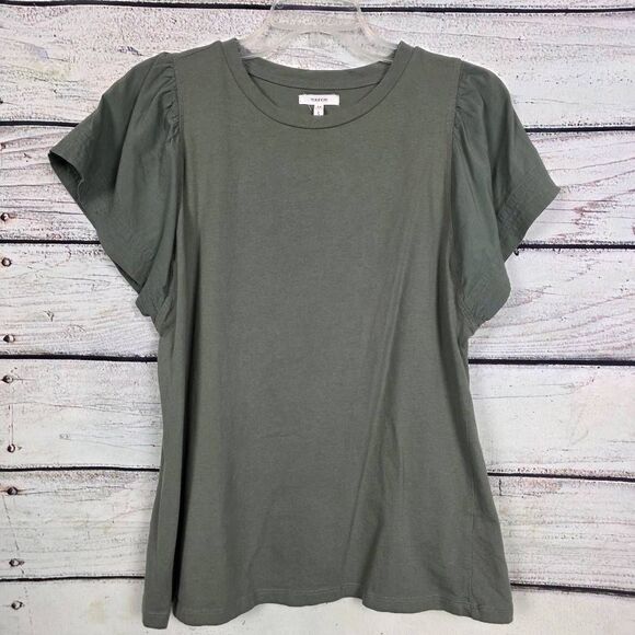 Maurices Olive Green Puff Sleeve Tee Size L - Picture 1 of 8